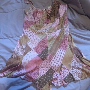 Urban Outfitters Patchwork Jumpsuit in Pink and Brown